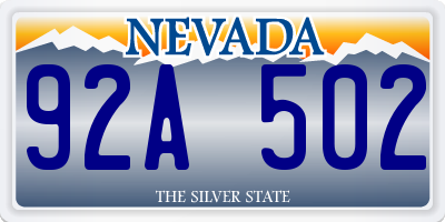 NV license plate 92A502