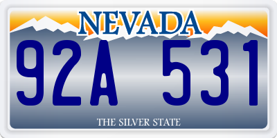 NV license plate 92A531