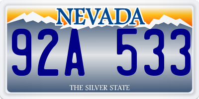 NV license plate 92A533