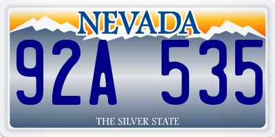 NV license plate 92A535