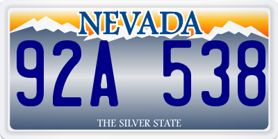 NV license plate 92A538