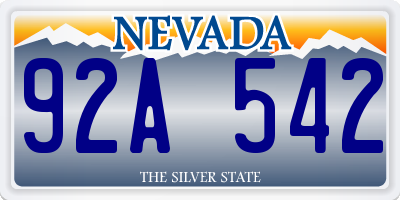 NV license plate 92A542
