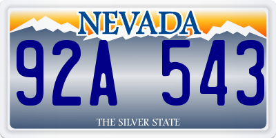 NV license plate 92A543