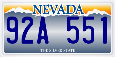 NV license plate 92A551