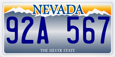 NV license plate 92A567