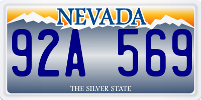 NV license plate 92A569