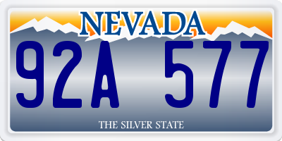 NV license plate 92A577