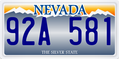 NV license plate 92A581