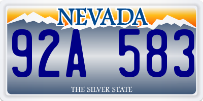 NV license plate 92A583
