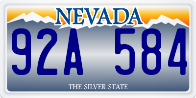NV license plate 92A584