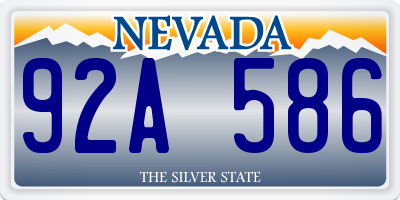 NV license plate 92A586