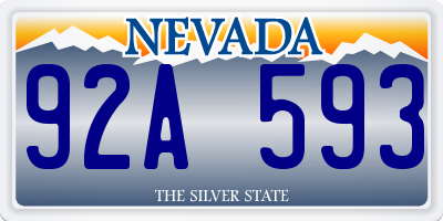NV license plate 92A593