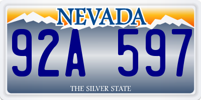 NV license plate 92A597