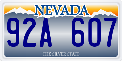 NV license plate 92A607