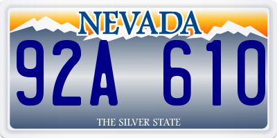 NV license plate 92A610