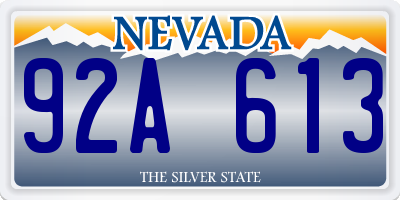 NV license plate 92A613