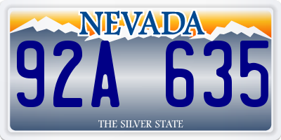 NV license plate 92A635