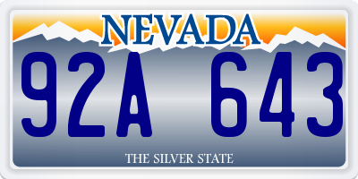 NV license plate 92A643