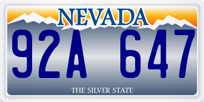 NV license plate 92A647