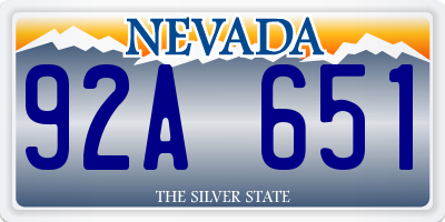 NV license plate 92A651