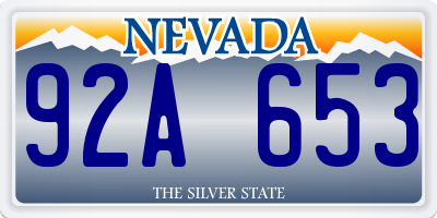NV license plate 92A653