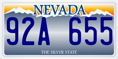 NV license plate 92A655