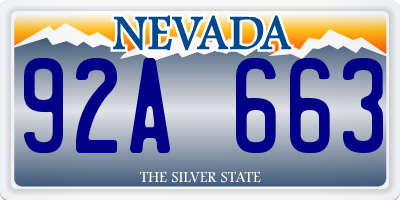 NV license plate 92A663