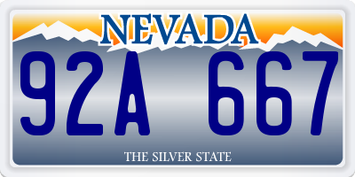 NV license plate 92A667