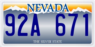 NV license plate 92A671