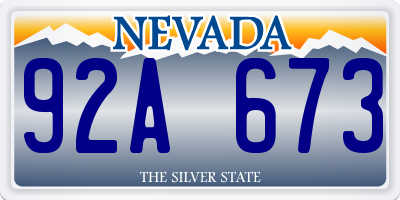 NV license plate 92A673