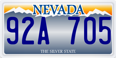 NV license plate 92A705
