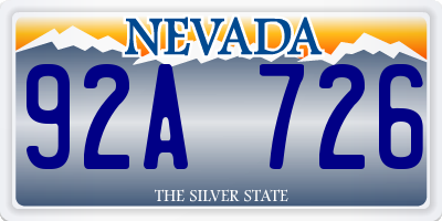 NV license plate 92A726