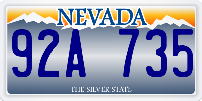 NV license plate 92A735