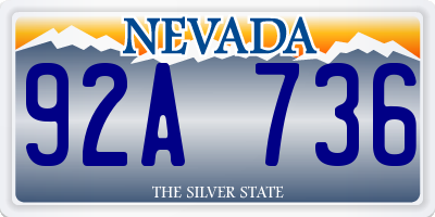 NV license plate 92A736