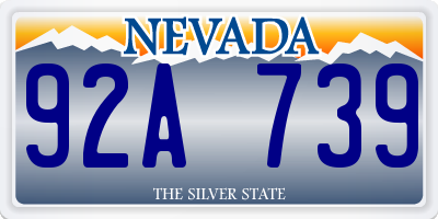 NV license plate 92A739