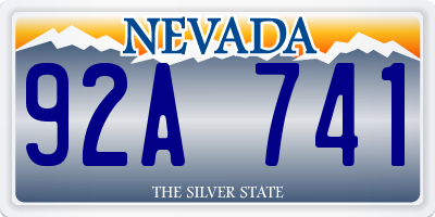 NV license plate 92A741