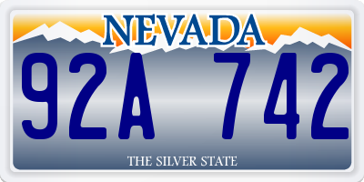 NV license plate 92A742