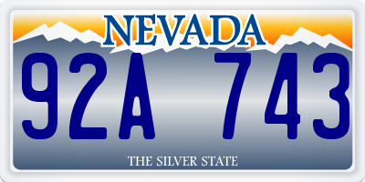 NV license plate 92A743