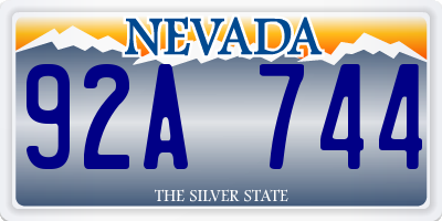 NV license plate 92A744
