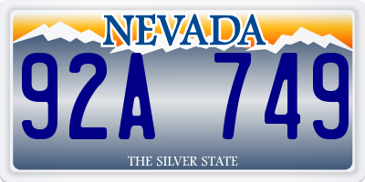 NV license plate 92A749