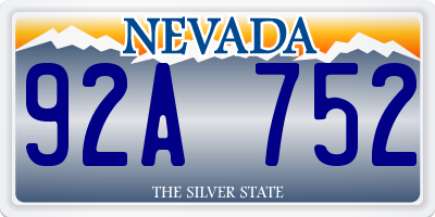 NV license plate 92A752