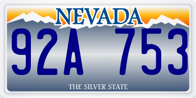 NV license plate 92A753