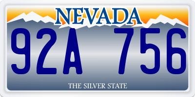 NV license plate 92A756