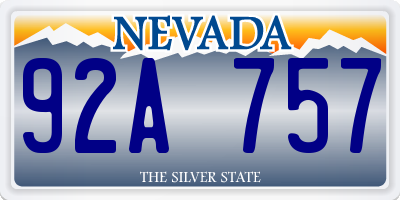 NV license plate 92A757