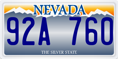 NV license plate 92A760