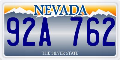 NV license plate 92A762