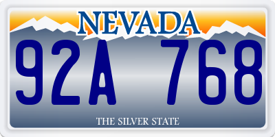 NV license plate 92A768