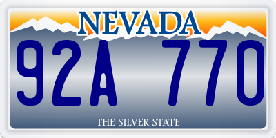 NV license plate 92A770