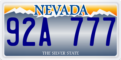 NV license plate 92A777