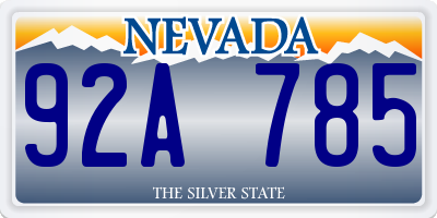 NV license plate 92A785